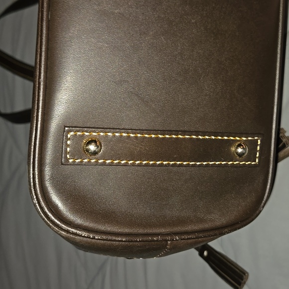 Dooney & Bourke Croc Embossed Leather Double Strap Tassel Satchel in Red - Picture 8 of 12